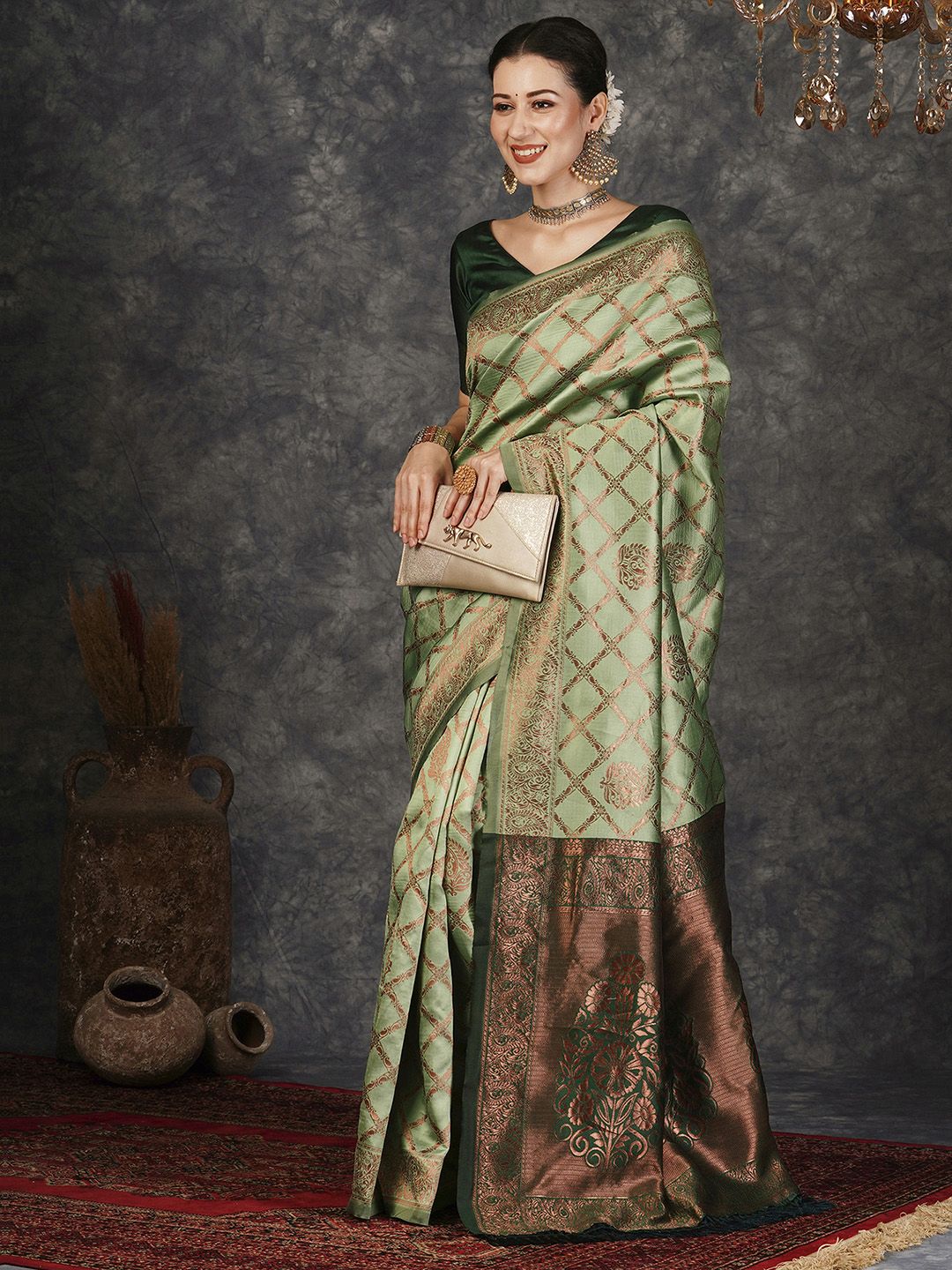 KALINI Woven Design Zari Silk Blend Designer Banarasi Saree