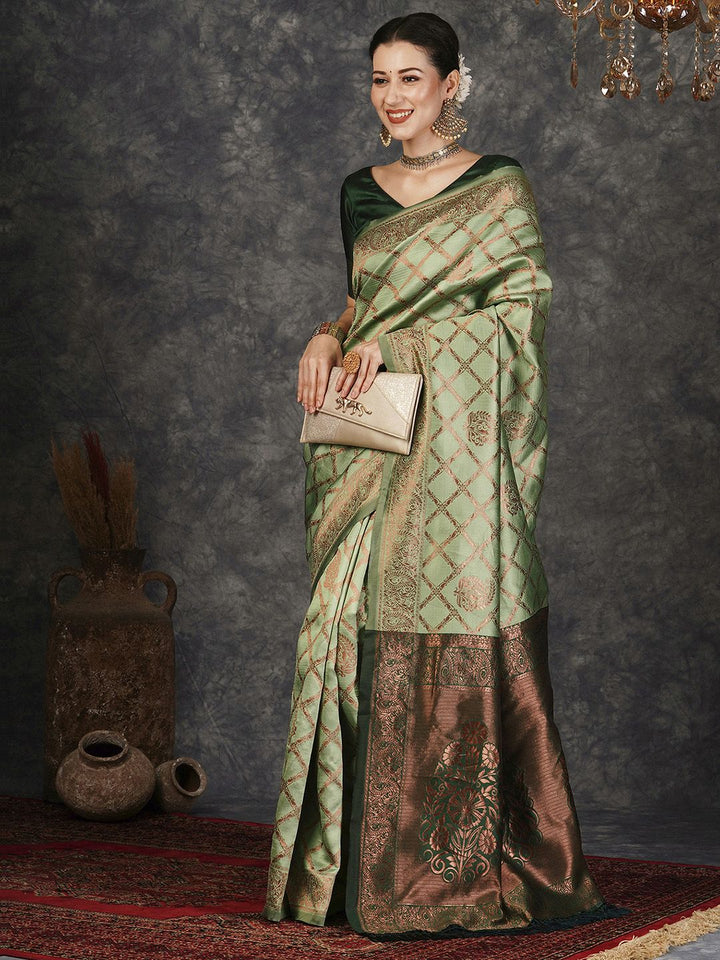 KALINI Woven Design Zari Silk Blend Designer Banarasi Saree