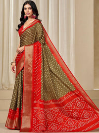 Kalini Wanita Dola Silk Bandhani Print Zari Sempadan Saree