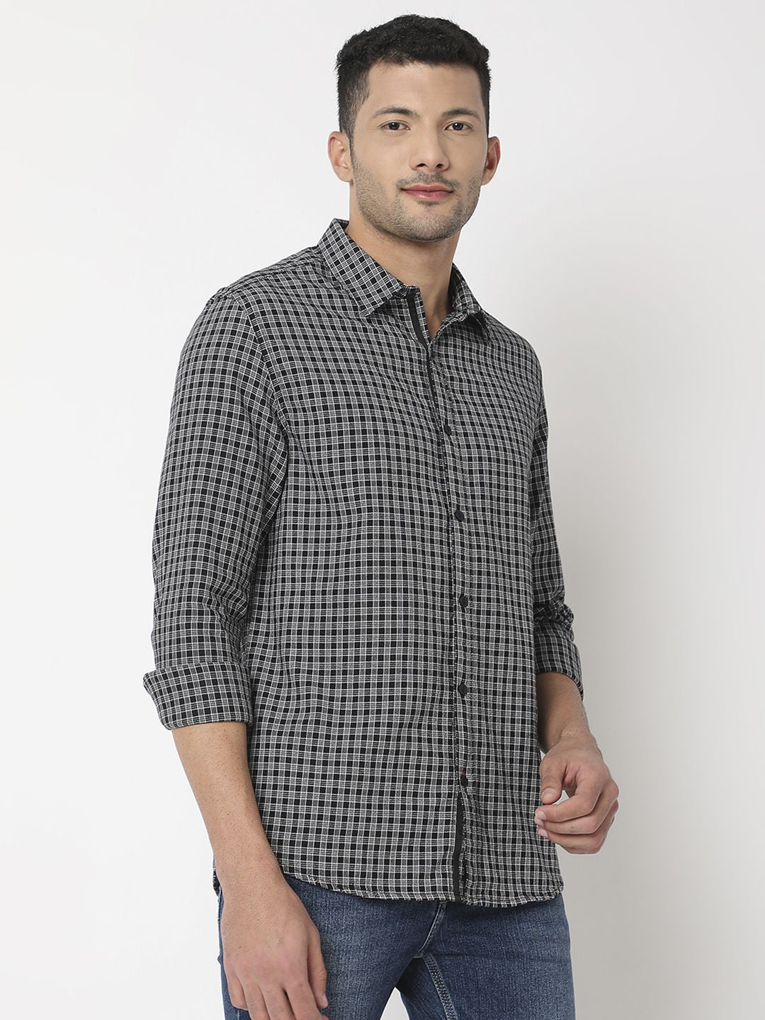 SPYKAR Pure Cotton Slim Fit Checked Casual Shirt