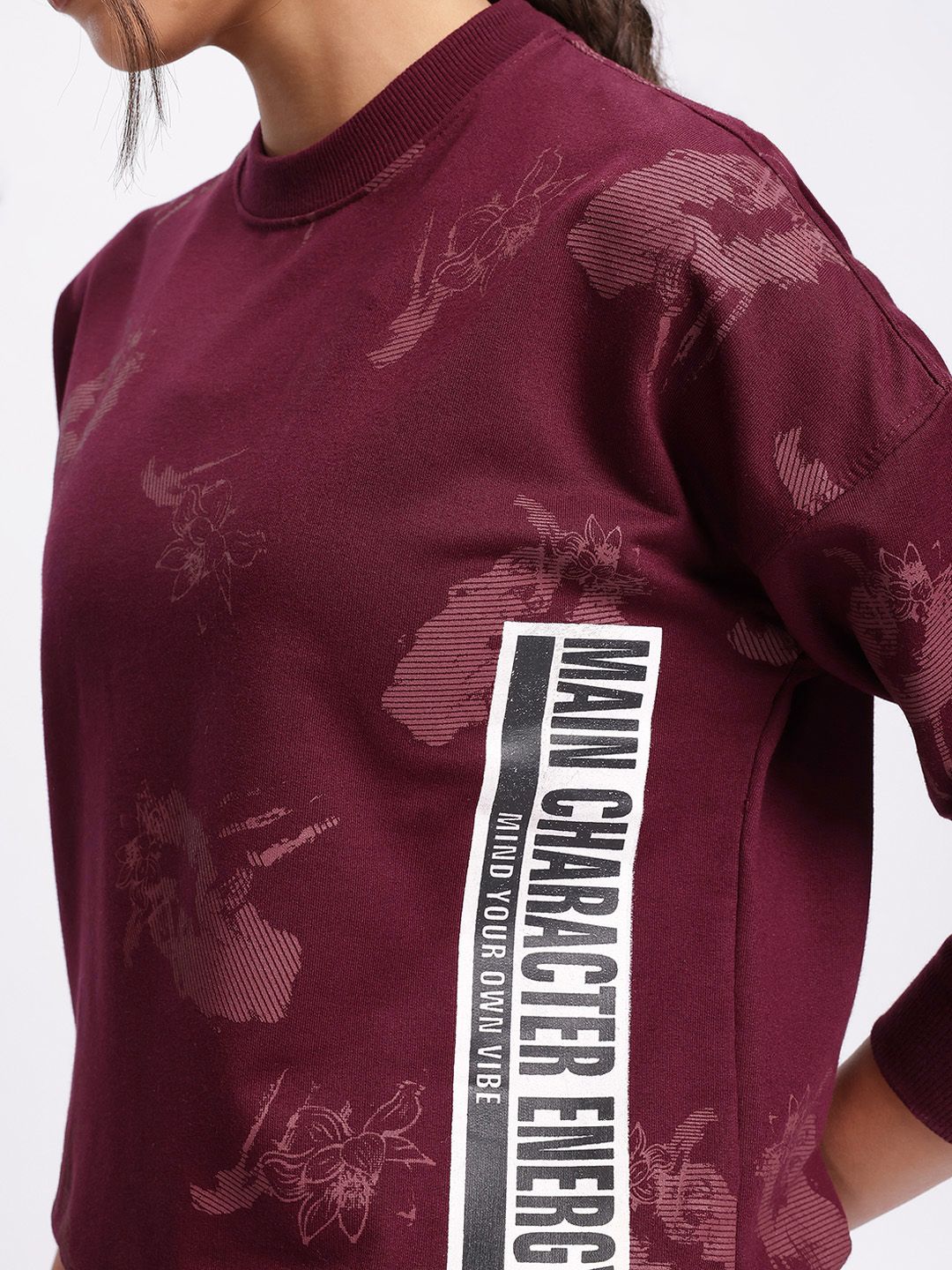 DressBerry Elevated Basics Printed Drop-Shoulder Sweatshirt