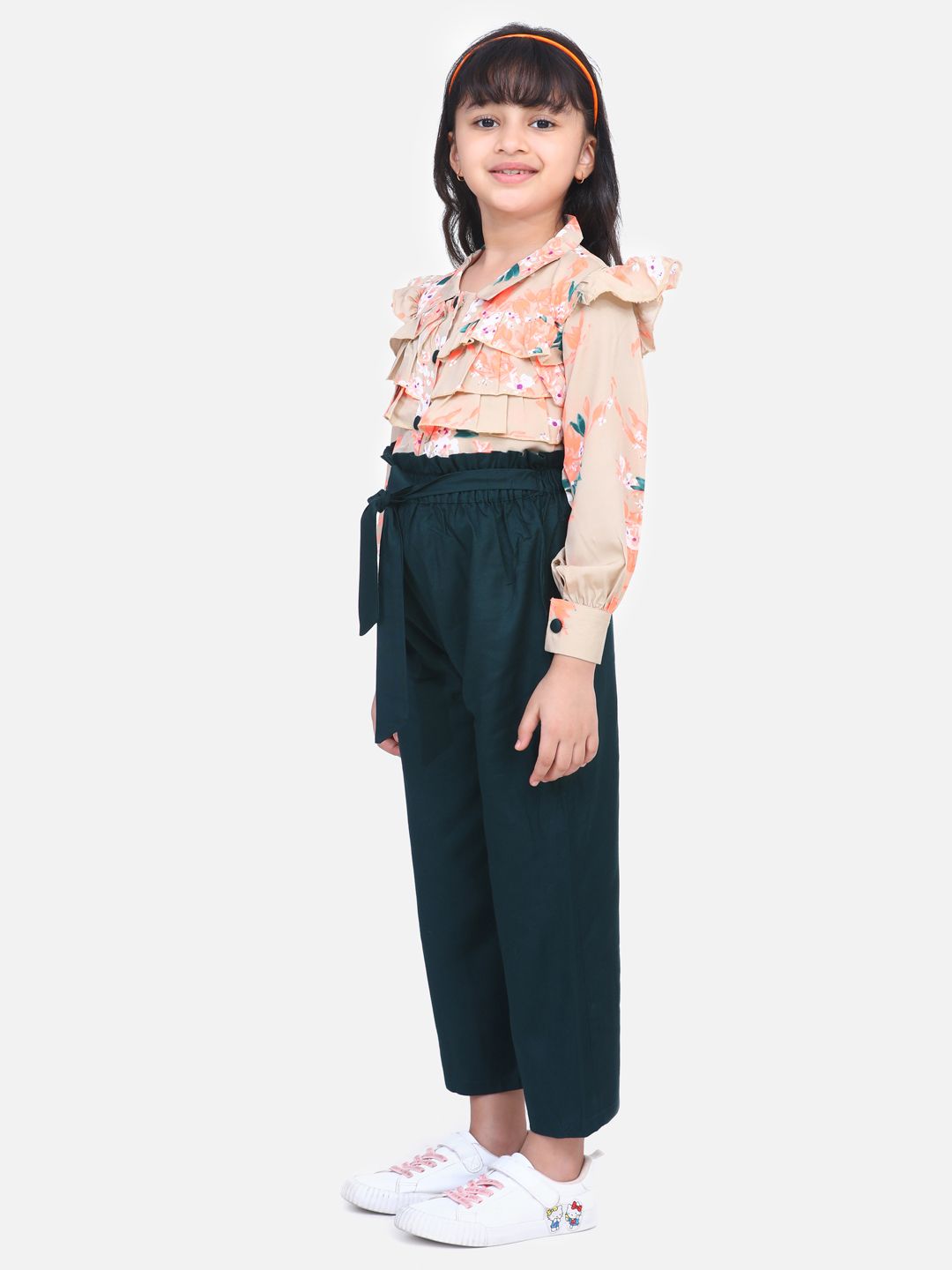 Cutiekins Girls Printed Long Sleeves Top With Palazzos