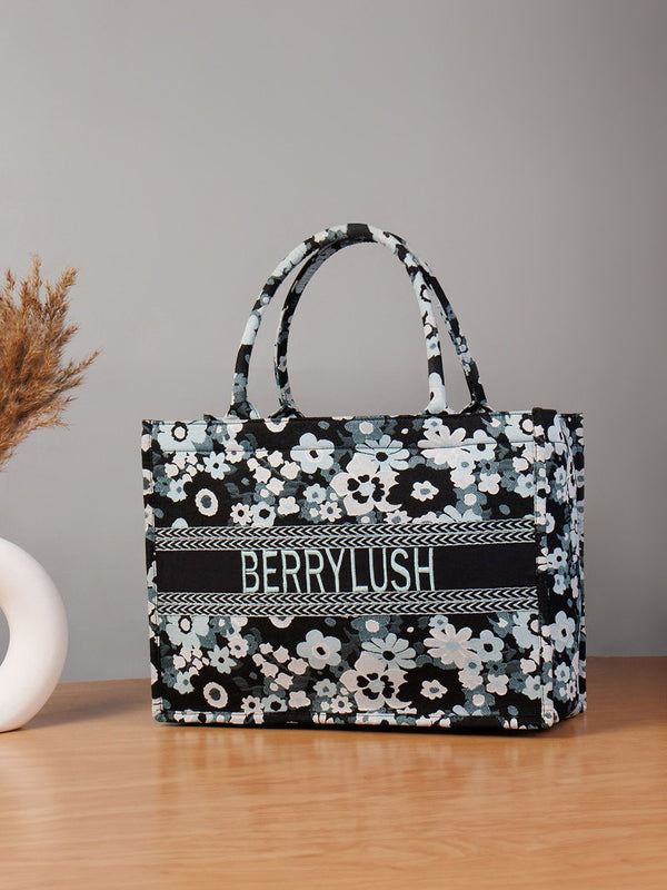 Berrylush Floral Printed Structured Tote Bag