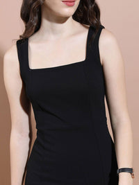 Tokyo Talkies Black Square Neck Bodycon Dress