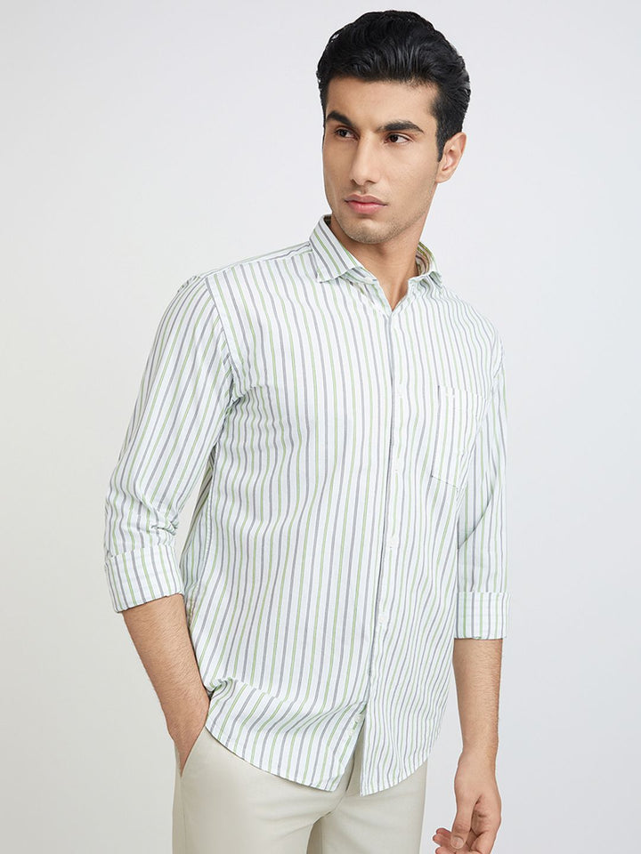 Park Avenue Men Pure Cotton Slim Fit Opaque Striped Casual Shirt