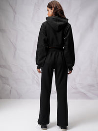 Tokyo Talkies Crop Hooded Sweatshirt with Wide Leg Trousers