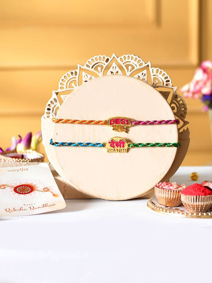 Voylla Desi Bhai-Bhabhi Benang Kombo Pelbagai Warna Lumba Rakhi