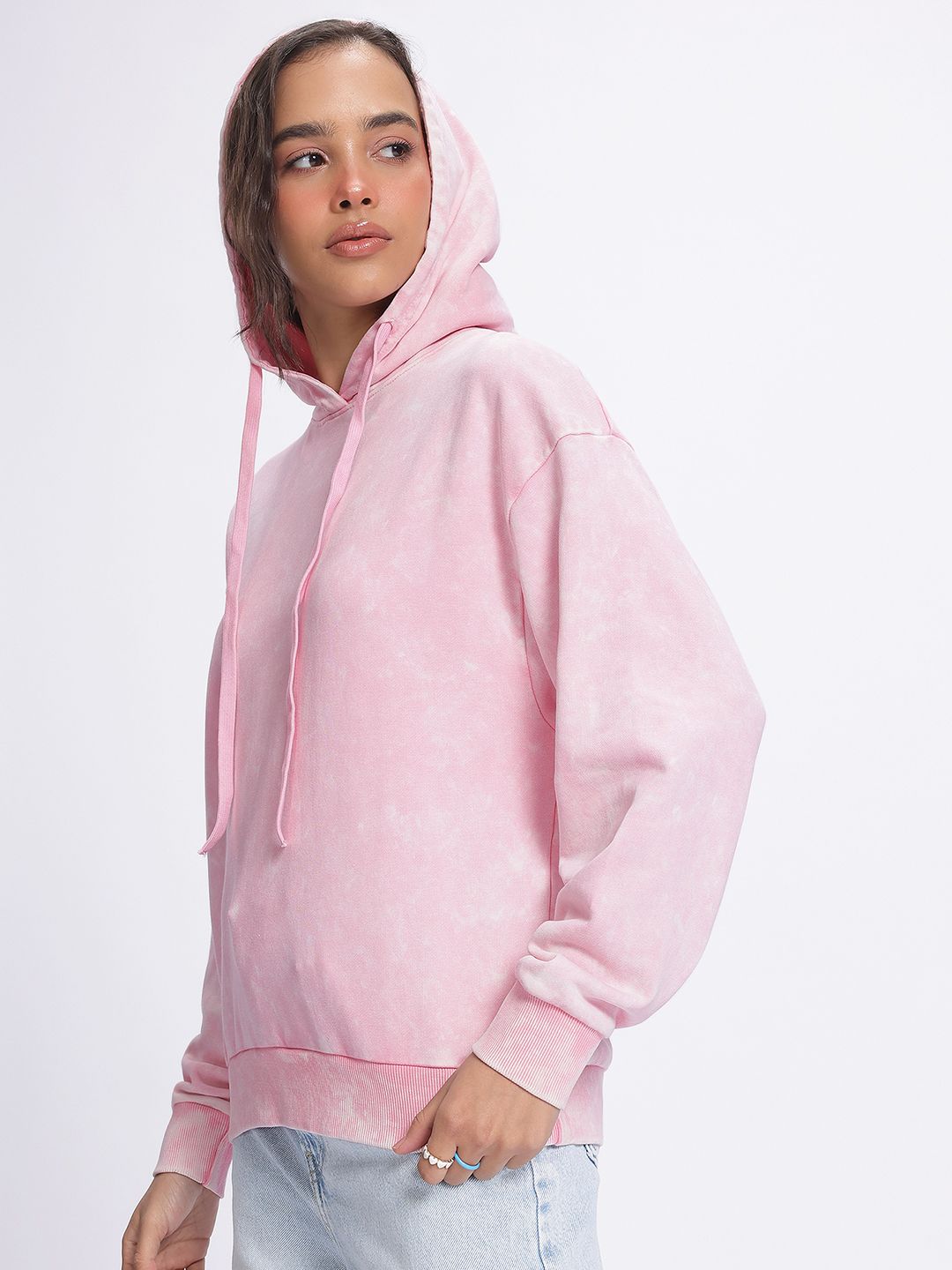 DressBerry Dyed Drop-Shoulder Hooded Sweatshirt