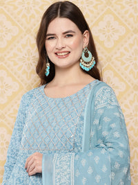 KALINI Women Ethnic Motifs Printed Regular Pure Cotton Kurta with Trousers & Dupatta