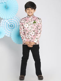 Vastramay Boys Floral Printed Slim-Fit Bandhgala Jodhpuri Blazer