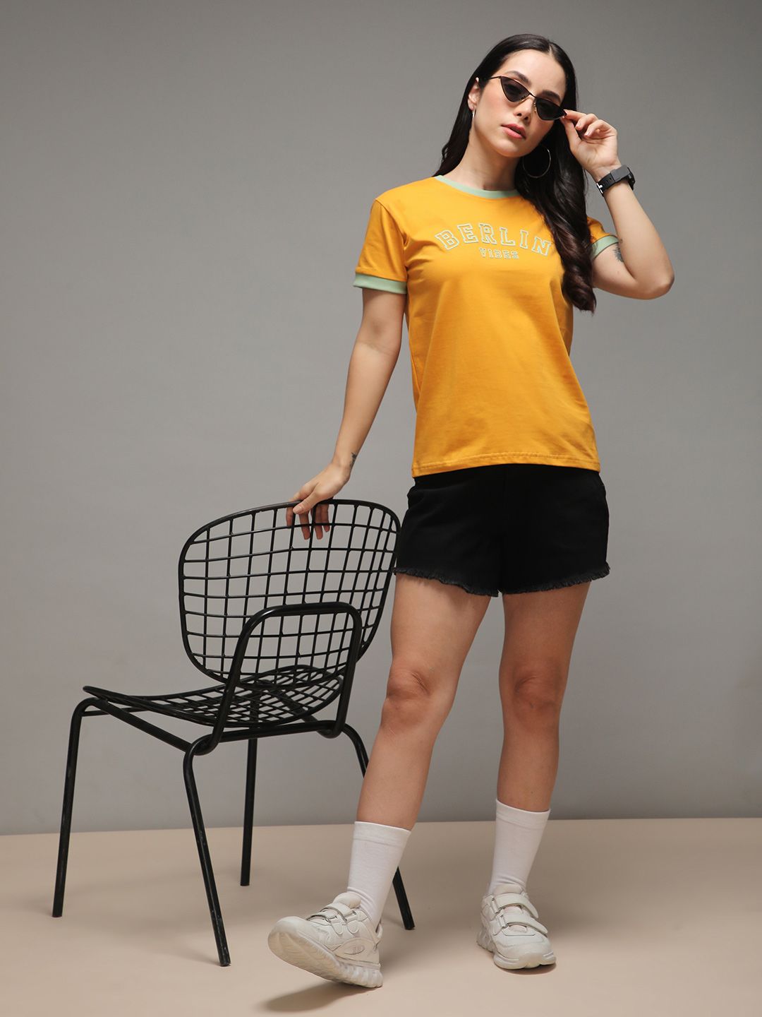 DILLINGER Women Regular Fit Applique Varsity Printed Tshirt