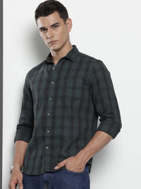 The Indian Garage Co Slim Fit Checked Pure Cotton Casual Shirt