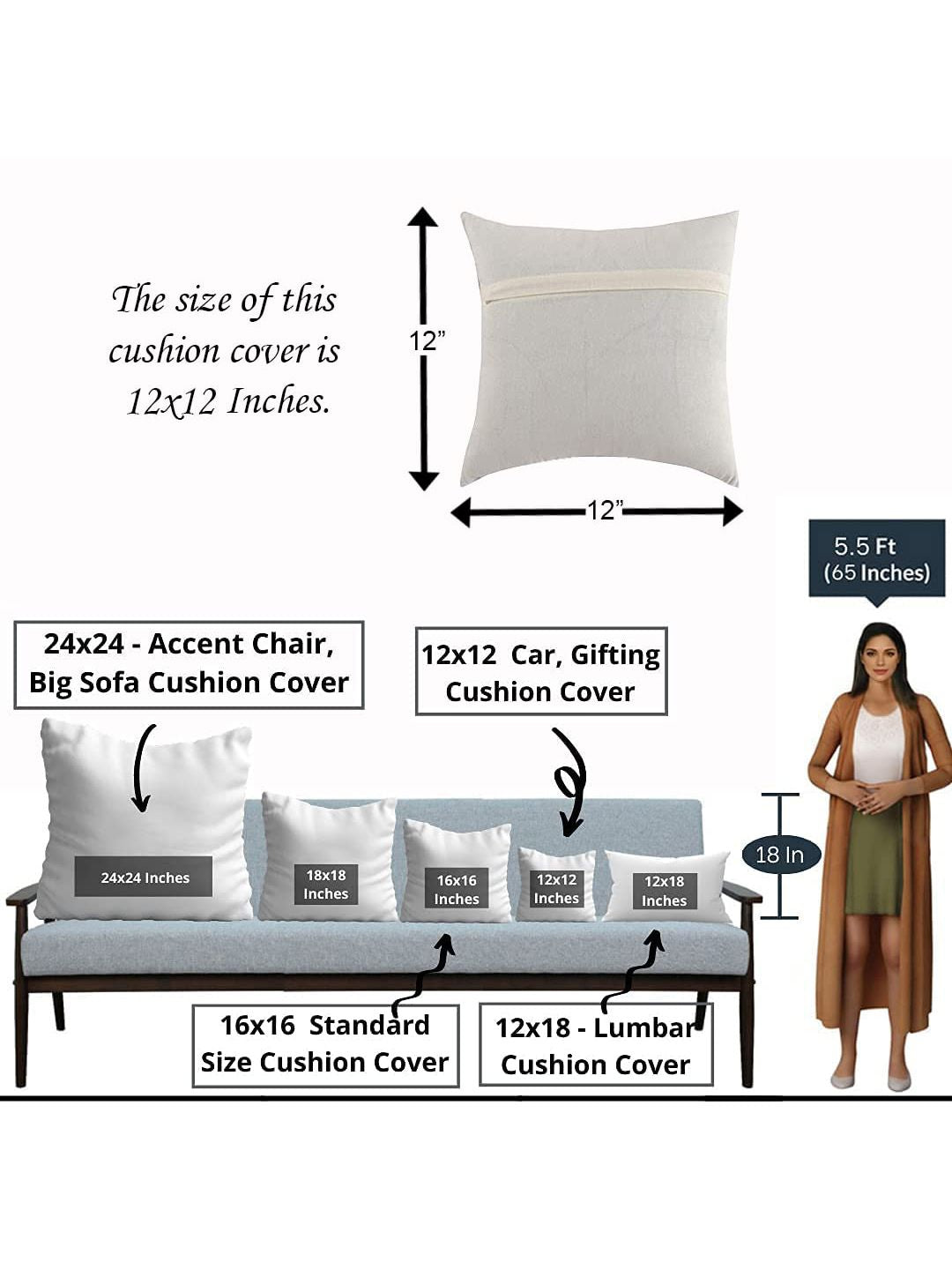STITCHNEST White & Blue 5 Pieces Ethnic Motifs Square Cushion Covers
