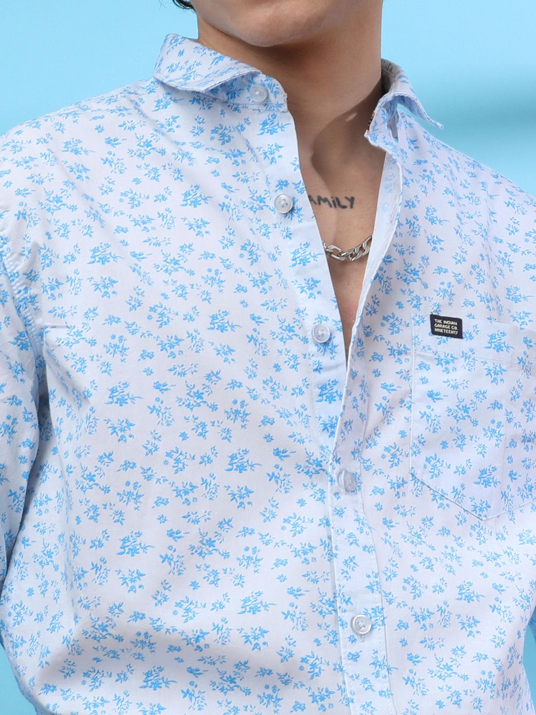 The Indian Garage Co Men Blue Slim Fit Printed Casual Shirt