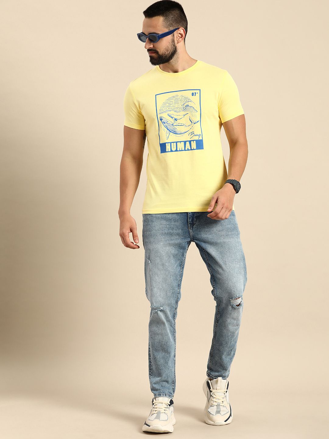 Being Human Pure Cotton Graphic Printed Casual T-shirt
