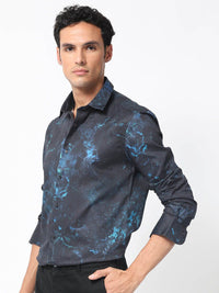 RARE RABBIT Men Galaxx Slim Fit Abstract Printed Cotton Shirt