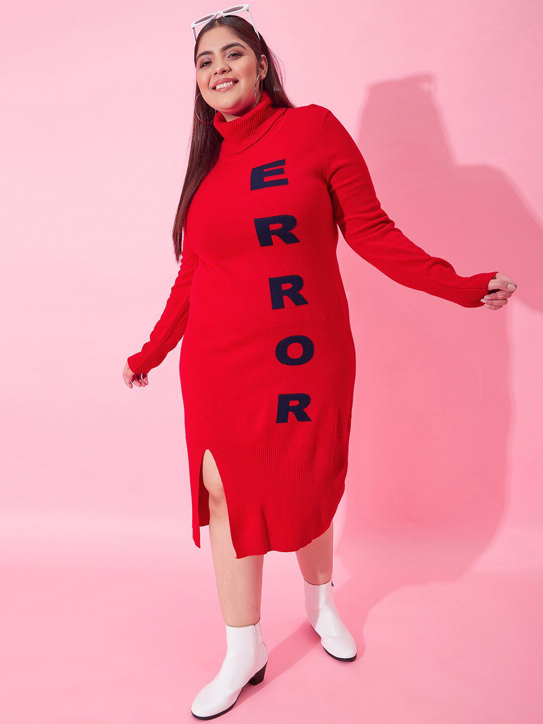 CURVY STREET Typography Printed Sheath Midi Dress
