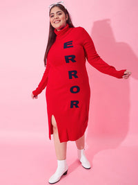 CURVY STREET Typography Printed Sheath Midi Dress