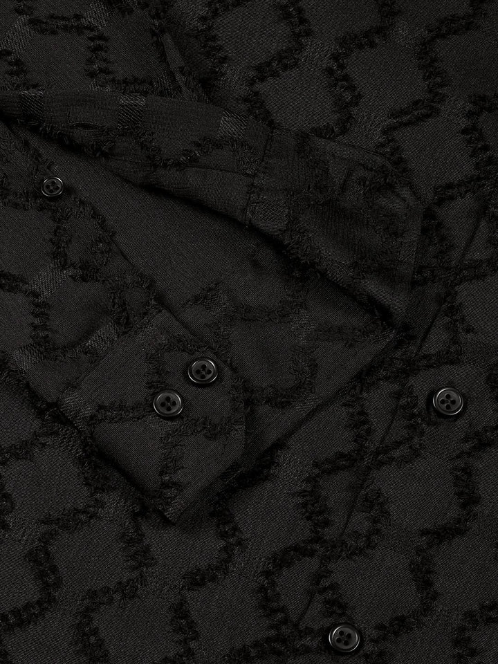 Thomas Scott Men Premium Spread Collar Textured Casual Shirt