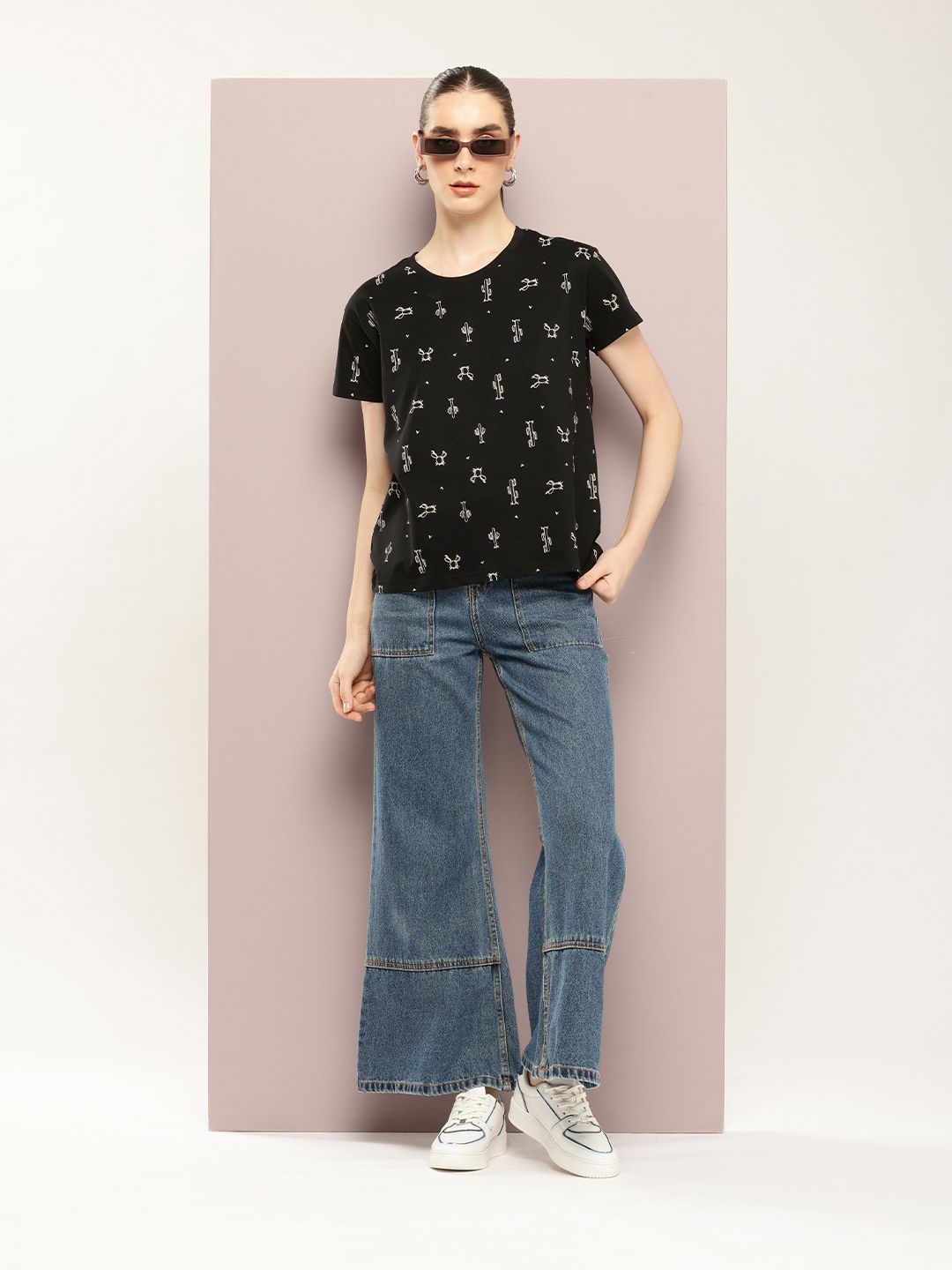 DILLINGER Floral Printed Boxy Pure Super Combed Cotton T-shirt