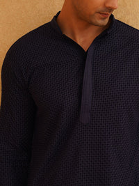 SOJANYA Geometric Embroidered Mandarin Collar Pure Cotton Straight Kurta