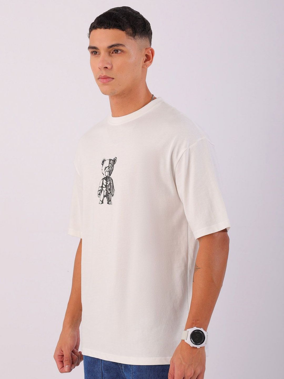 The Indian Garage Co Men Graphic Printed Round Neck Cotton Oversized T-Shirt