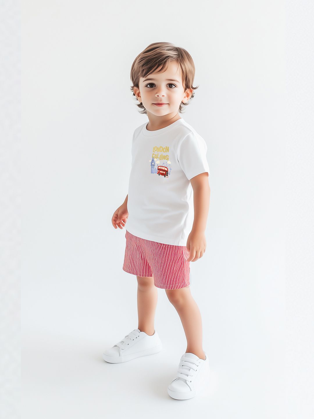 Nauti Nati Boys Graphic Printed Cotton T-Shirt And Striped Shorts
