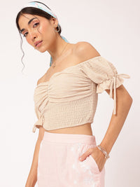 DressBerry Desert Dream Smocked Textured Crop Top