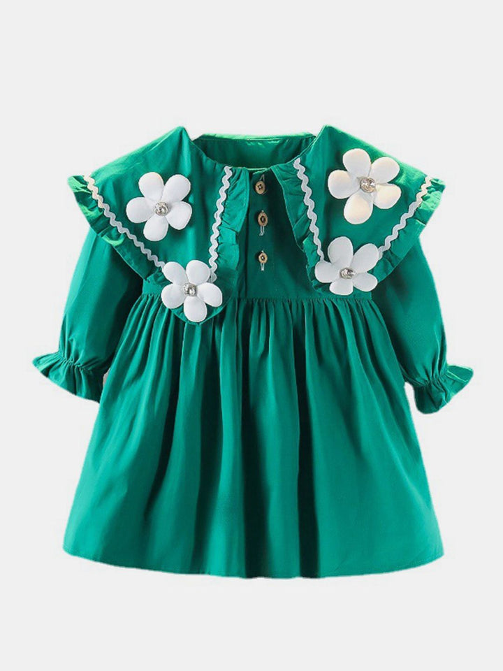 YK Girls Puff Sleeves Fit & Flare Dress