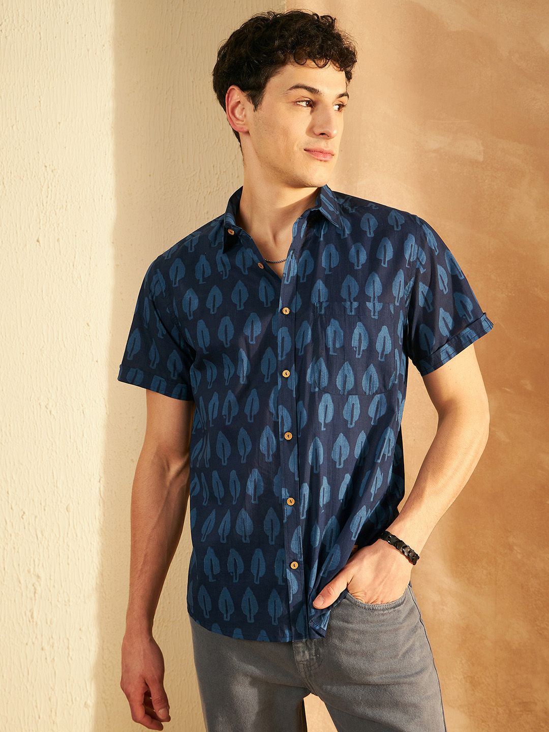 DENNISON Block Printed Lightweight Casual Shirt