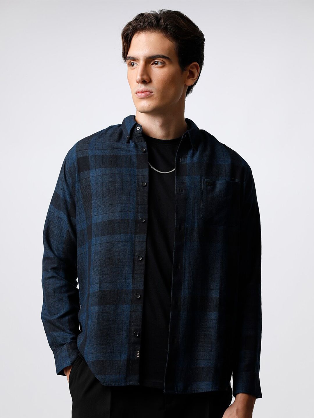 THE BEAR HOUSE Men Checked Cotton Slim Fit Casual Shirt