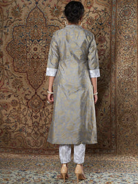 Shae by SASSAFRAS Women Grey Ethnic Motifs Printed Kurta with Trousers