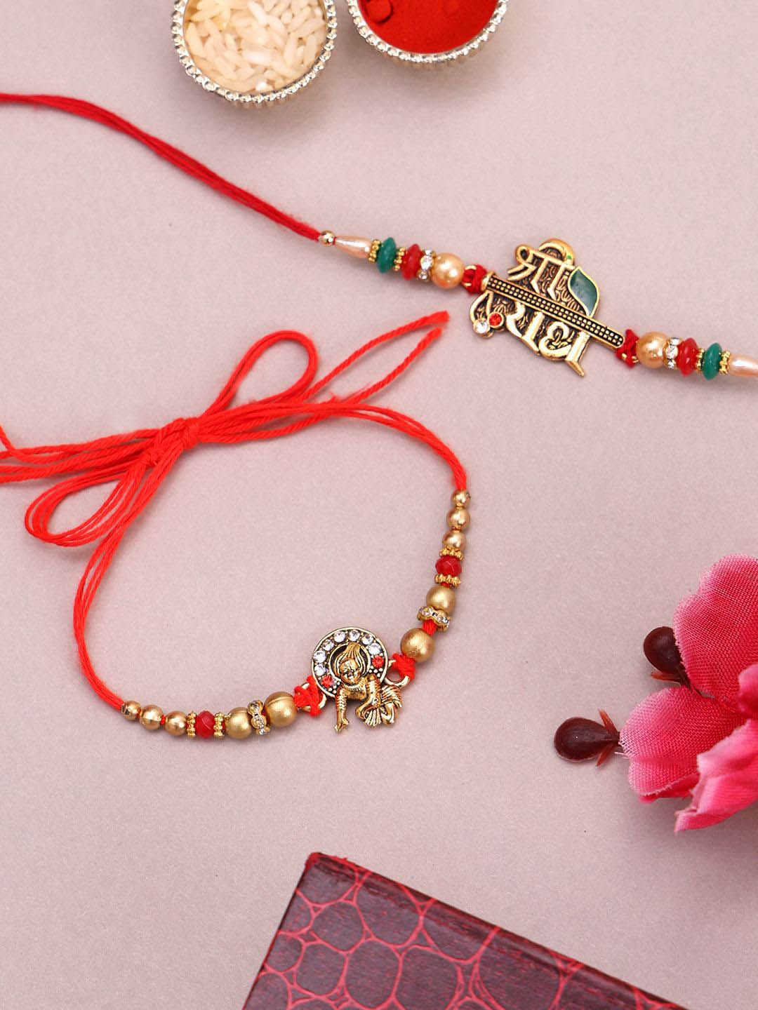 Set PANASH 4 Rakhis Benang Manik Bersalut Emas