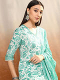 Vishudh Women Floral Printed Regular Pure Cotton Kurta with Salwar & Dupatta