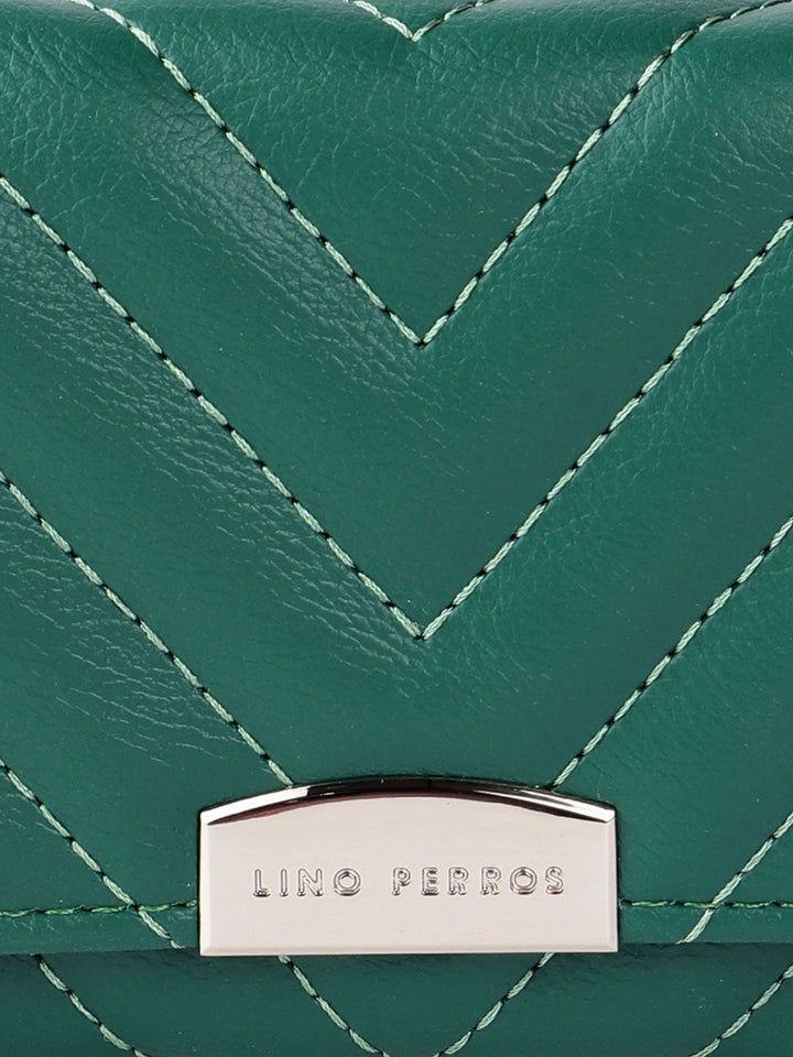 Lino Perros Women Geometric Textured Envelope Wallet with Quilted Detail
