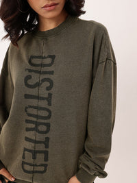 DressBerry Typography Printed Cotton Terry Oversized Sweatshirt