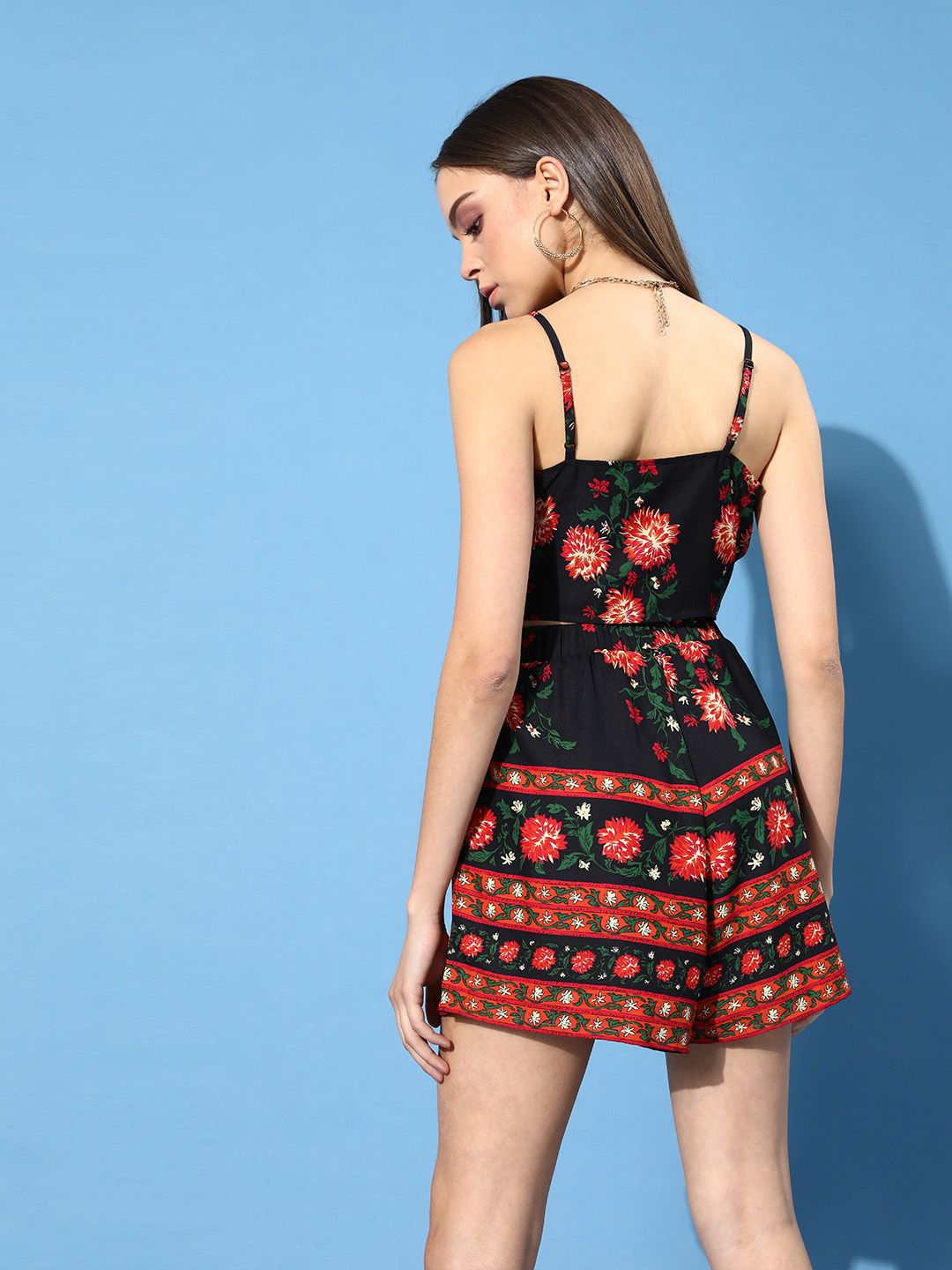 Berrylush Women Deep Navy Blue Printed Co-ord Set
