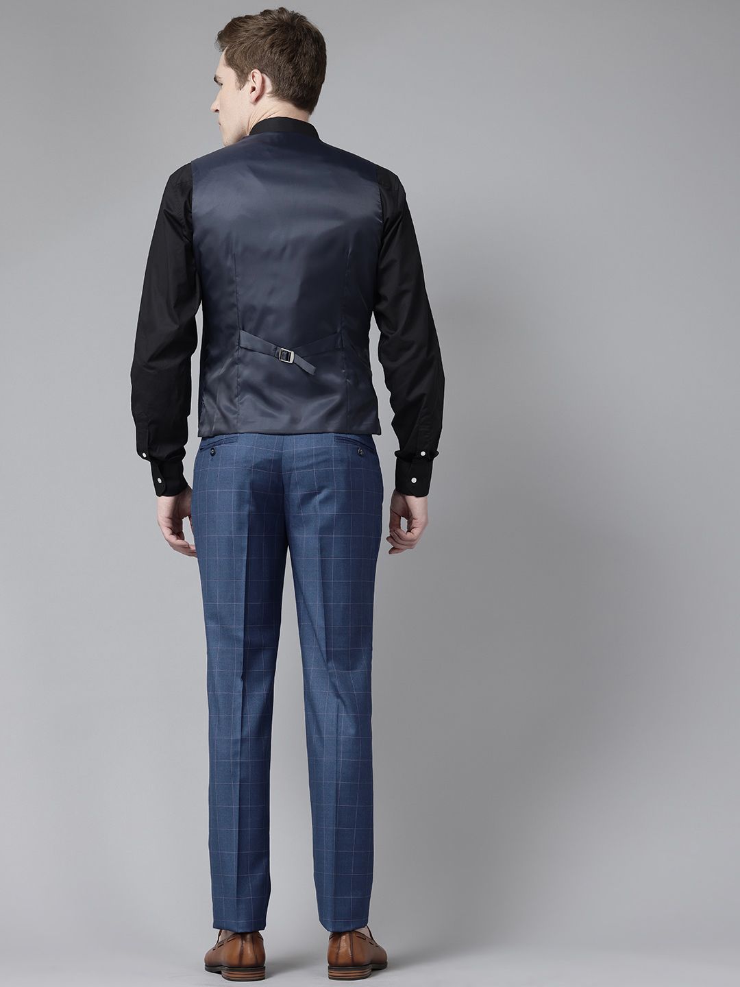 Park Avenue Super Slim Fit Checked Blazer & Trousers
