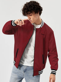 Urbano Fashion Men Cotton Zippered Varsity Jacket