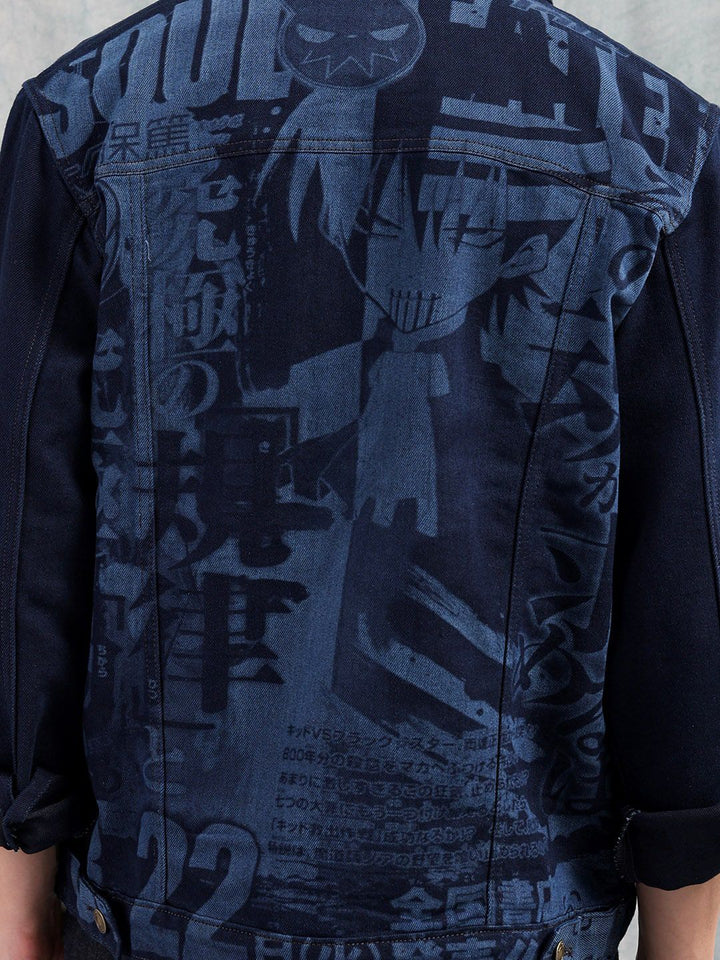 The Indian Garage Co Men Slim Fit Washed Denim Jacket with Flap Pockets