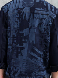 The Indian Garage Co Men Slim Fit Washed Denim Jacket with Flap Pockets