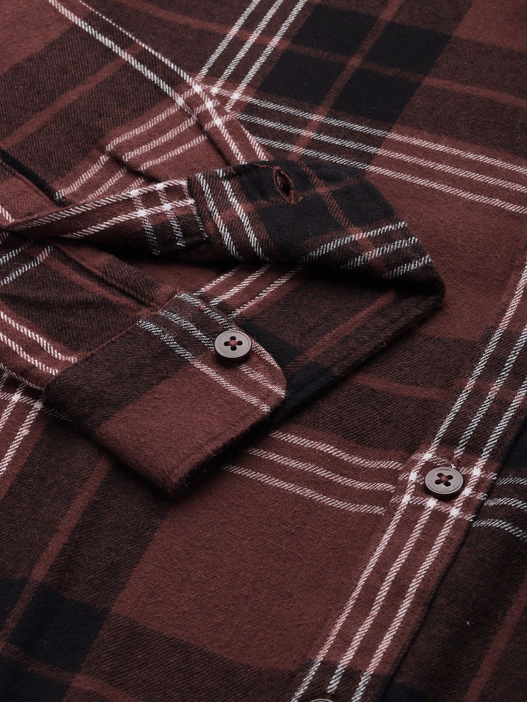 THE BEAR HOUSE Men Brown & Black Slim Fit Tartan Checked Cotton Casual Shirt