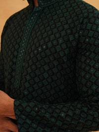 SOJANYA Embroidered Sequinned Pure Cotton Kurta with Churidar