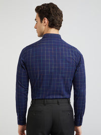Raymond Men Blue Checked Pure Cotton Shirt