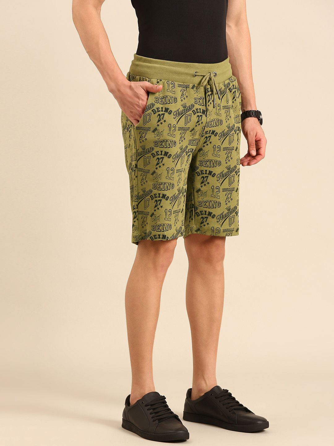 Being Human Men Pure Cotton Typography Printed Regular Shorts