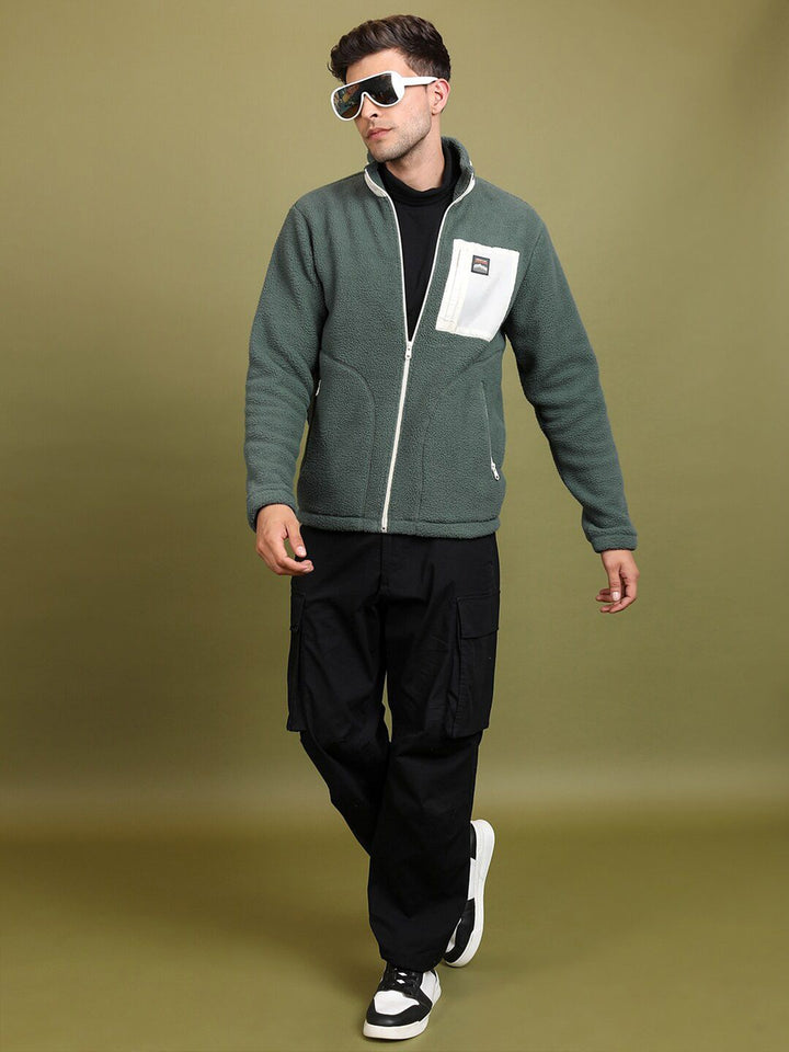 HIGHLANDER Mock Collar Front-Open Sweatshirt