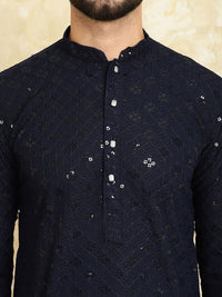 SOJANYA Geometric Embroidered Thread Work Pure Cotton Straight Kurta with Churidar