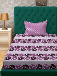 Myntra Elegant Homes Purple Floral 400 TC Single Bedsheet with 1 Pillow Covers