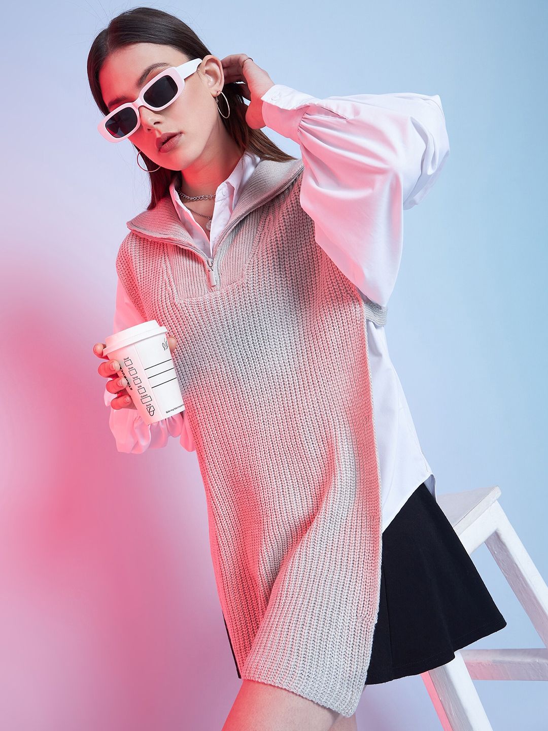 STREET 9 Ribbed Longline Pullover