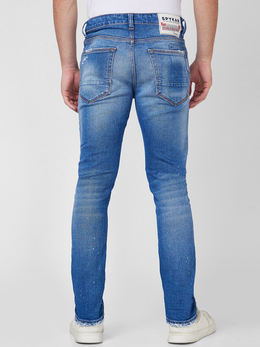 SPYKAR Men Mid-Rise Tapered Fit Highly Distressed Heavy Fade Stretchable Cotton Jeans